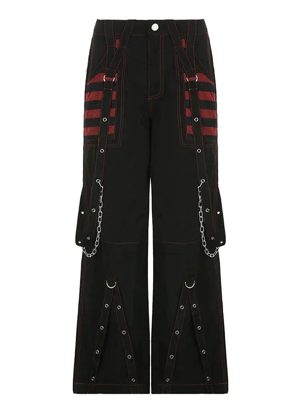 2023-retro-chain-contrast-striped-mesh-stitching-pants