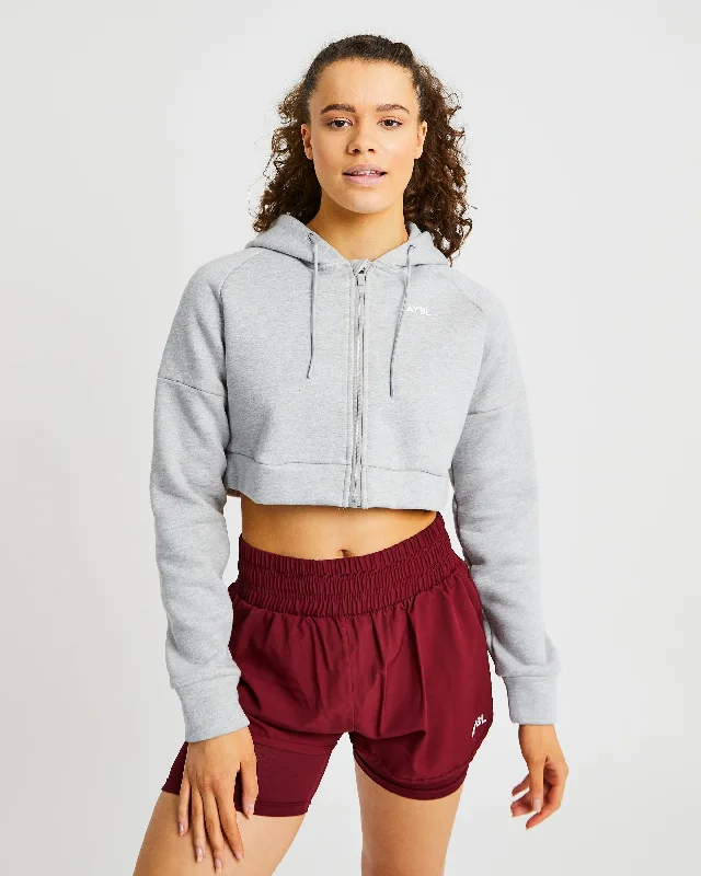 Beyond Crop Zip Hoodie - Grey