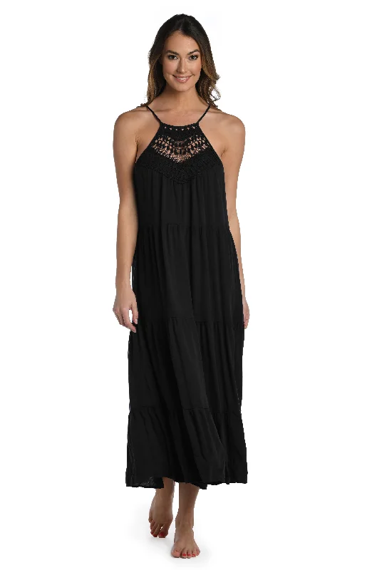 Coastal Covers Halter Midi Dress - Black