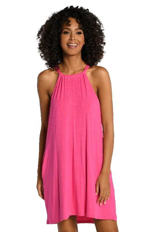 Draped Darling High Neck Dress