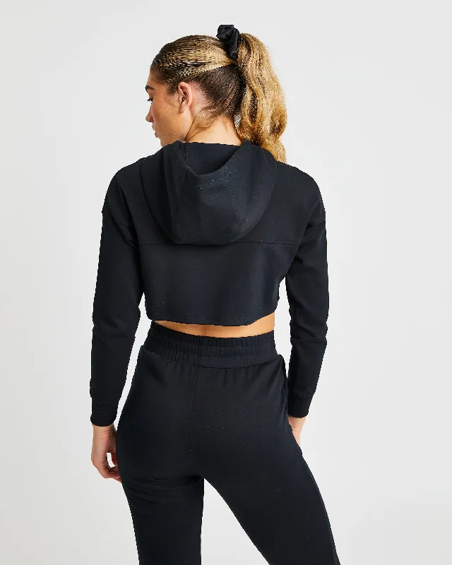 Everyday Cutout Crop Hoodie - Black