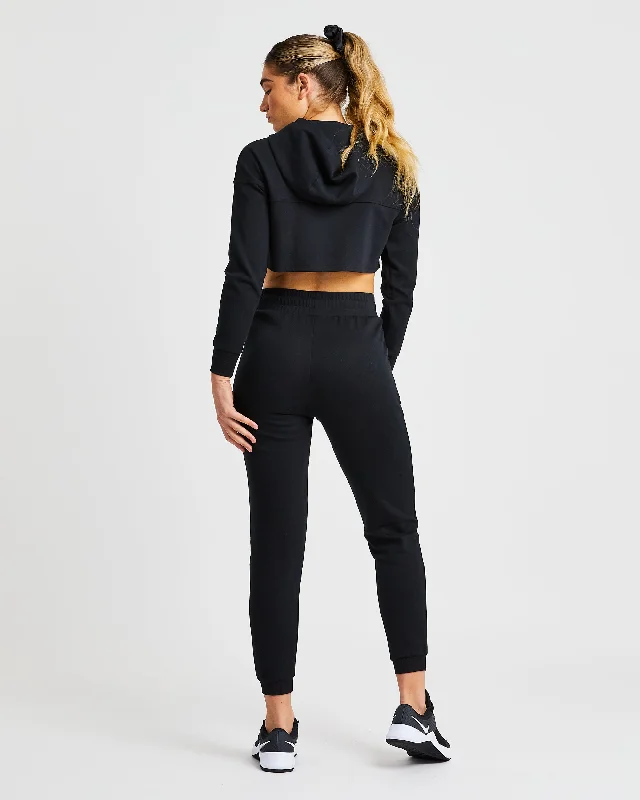 Everyday Cutout Crop Hoodie - Black