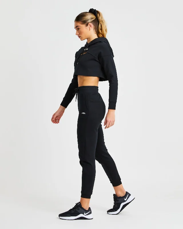 Everyday Cutout Crop Hoodie - Black