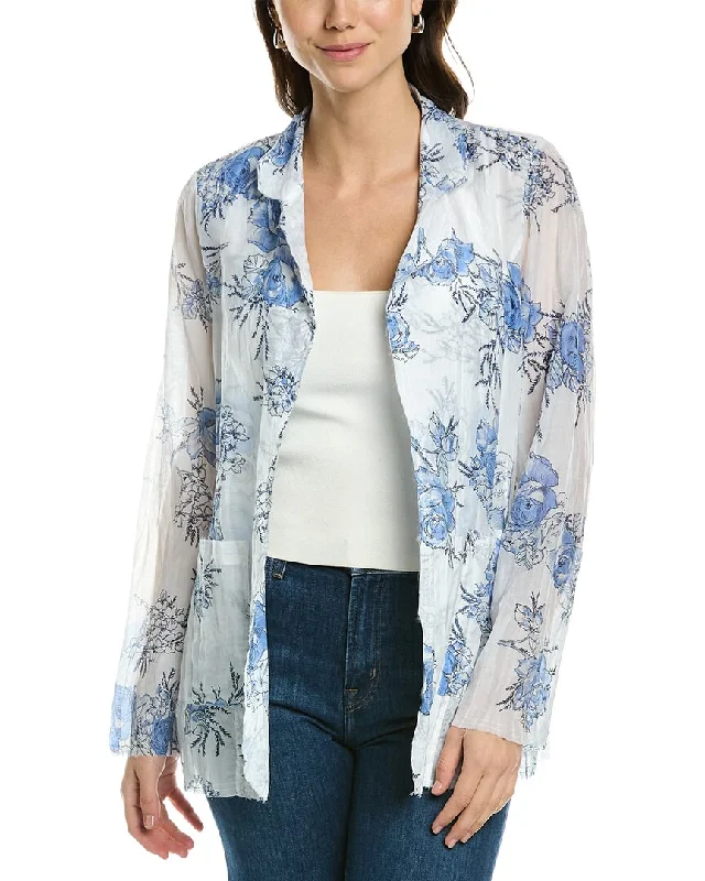 Go> by GoSilk  Go Crinkle Cut Silk-Blend Jacket