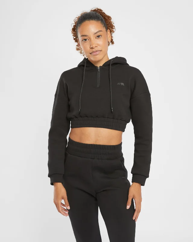 Infinity Crop Zip Hoodie - Black