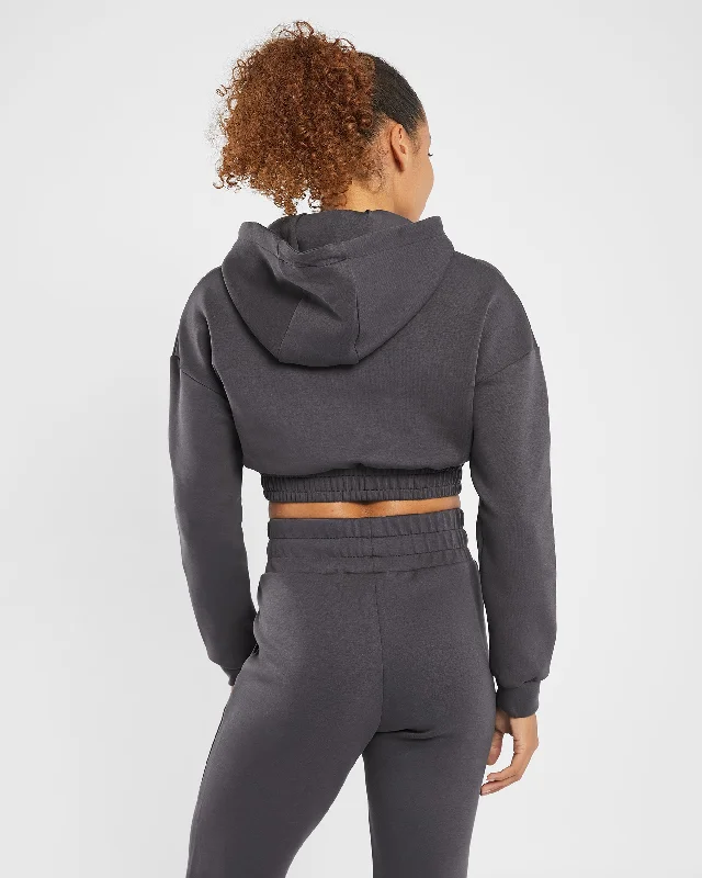 Infinity Crop Zip Hoodie - Charcoal