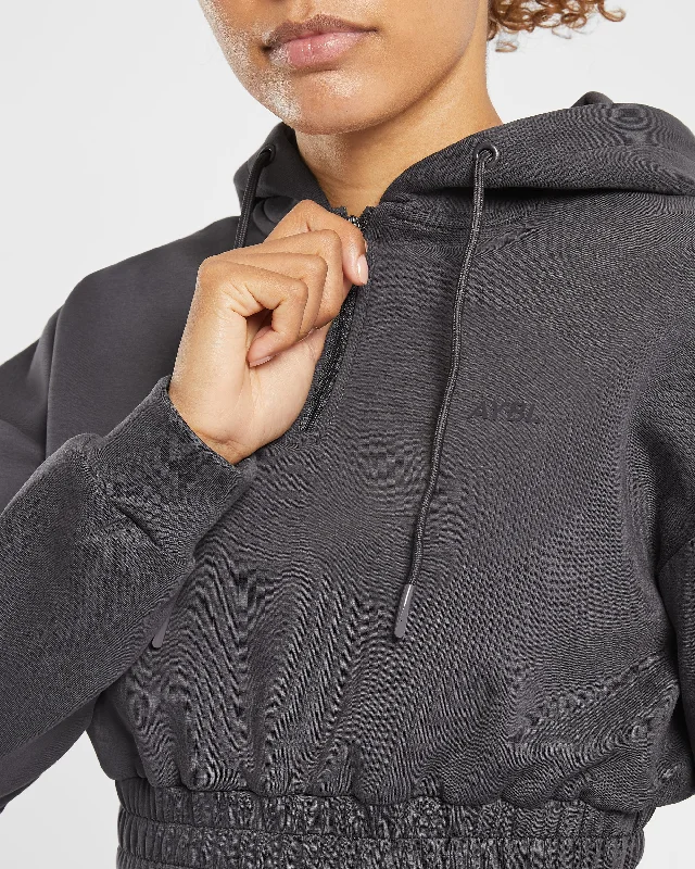 Infinity Crop Zip Hoodie - Charcoal