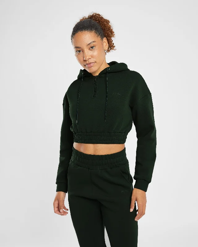 Infinity Crop Zip Hoodie - Forest Green