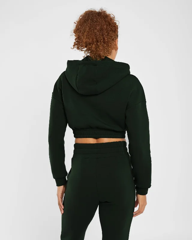 Infinity Crop Zip Hoodie - Forest Green