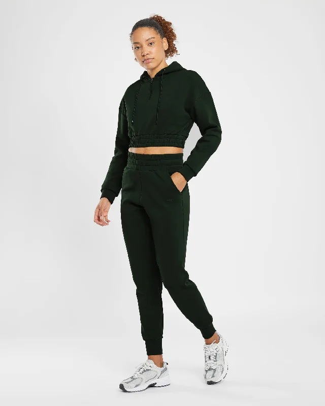 Infinity Crop Zip Hoodie - Forest Green