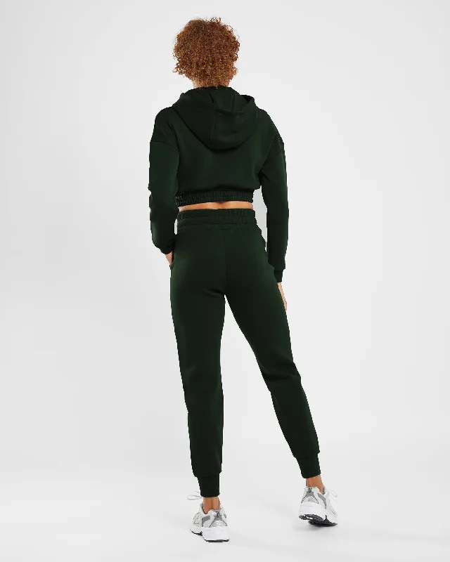 Infinity Crop Zip Hoodie - Forest Green