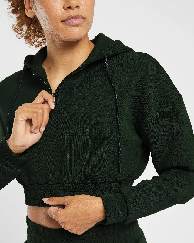 Infinity Crop Zip Hoodie - Forest Green