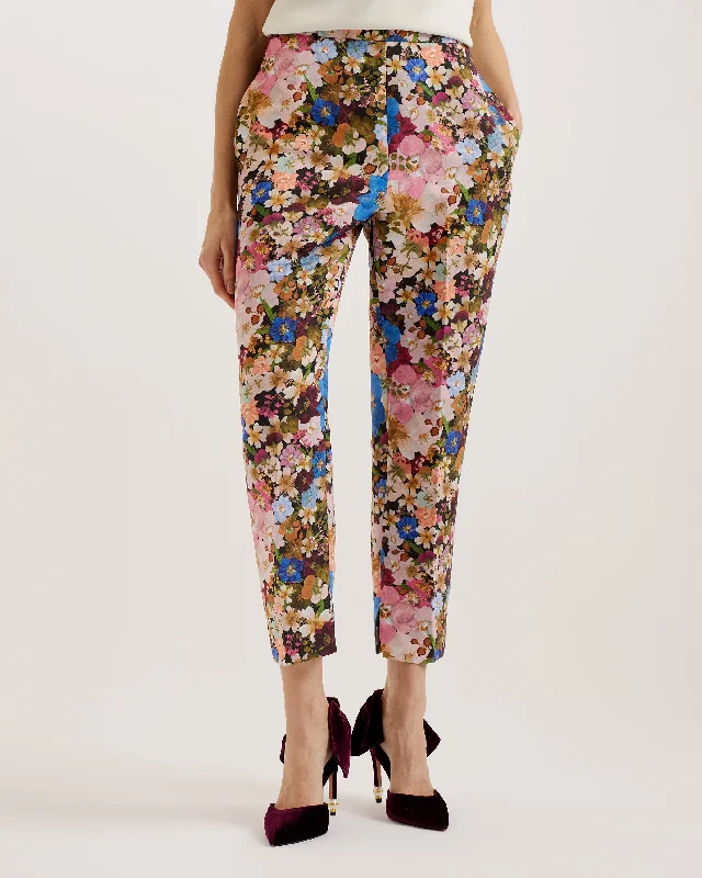 Madonid Printed Slim Leg Trousers Black