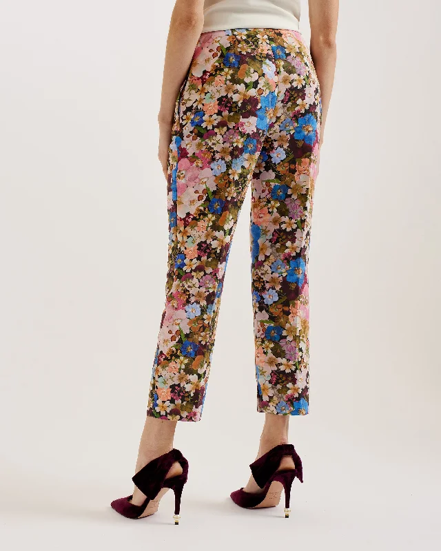 Madonid Printed Slim Leg Trousers Black