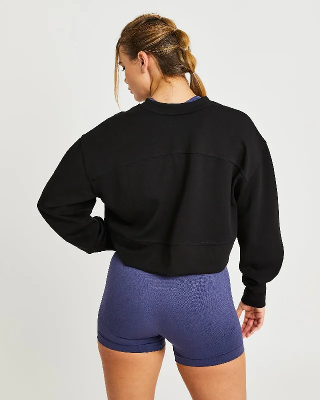 Oversized Crop Jumper - Black