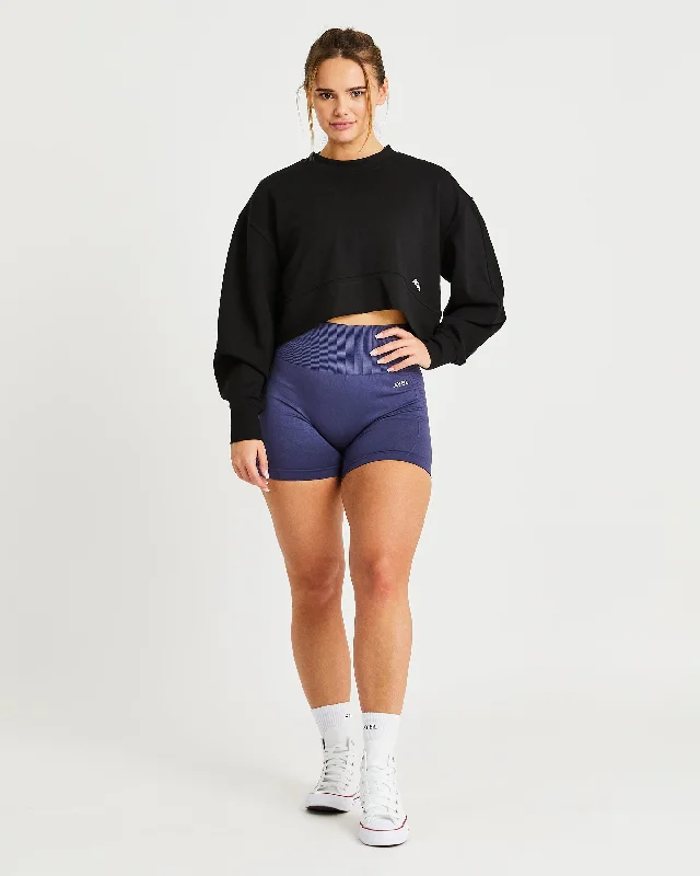 Oversized Crop Jumper - Black