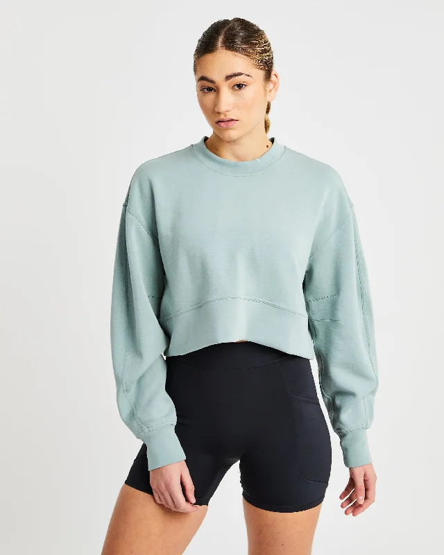 Oversized Crop Jumper - Sage Green