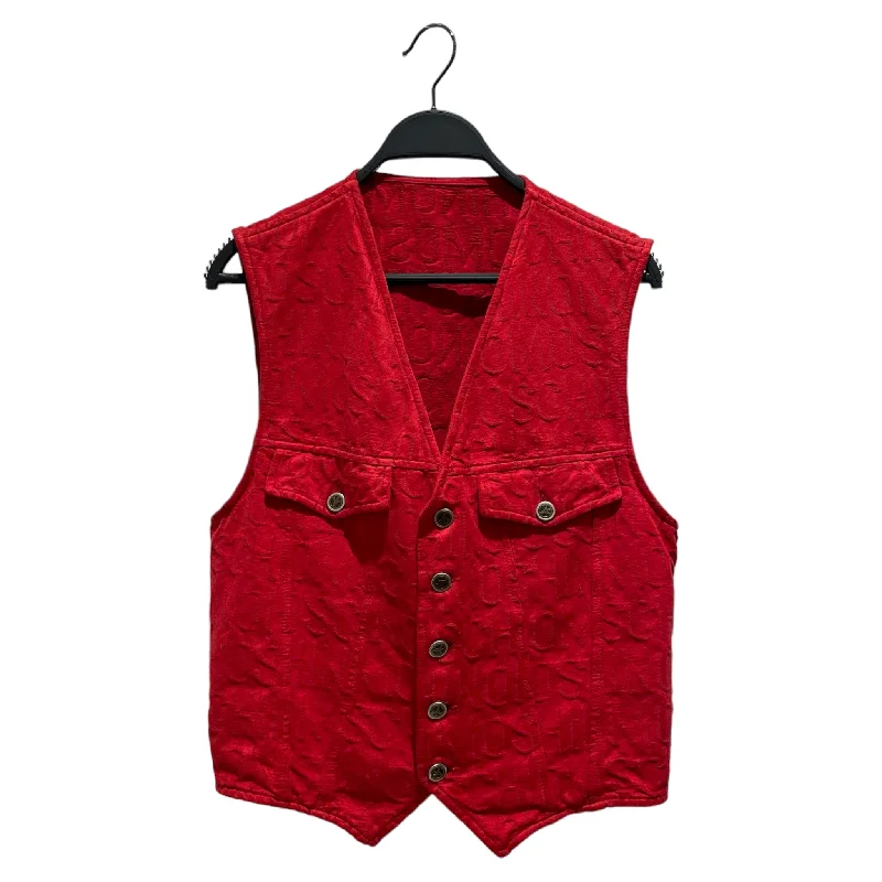 MOSCHINO/Vest/LG/All Over Print/Cotton/RED/Peace Sign Buttons