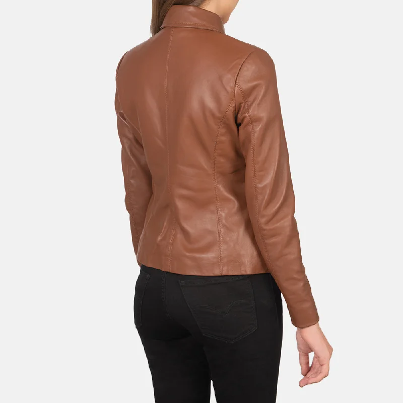 New Women Flight Sheepskin  Brown Leather Jacket