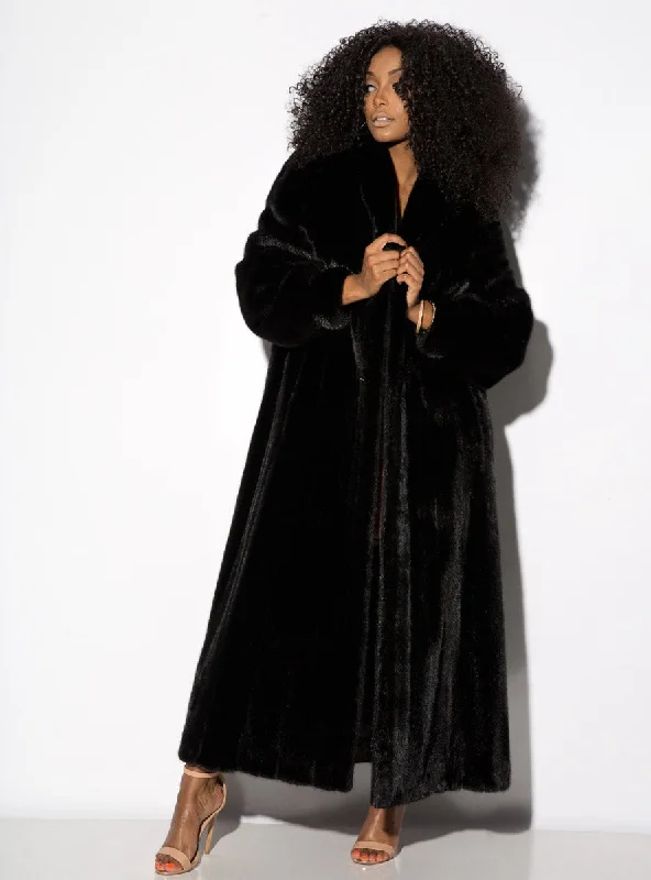 Full Sweep Mink Fur Coat with Shawl Collar and Bracelet Cuffs