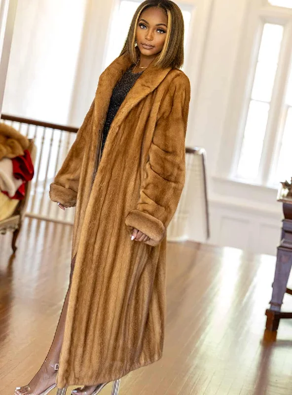 Very Finest Full Length Mink Fur Coat with Shawl Collar & Rollback Cuffs