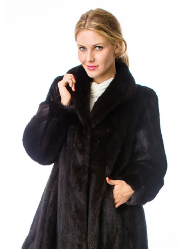 Very Finest Full Length Mink Fur Coat with Shawl Collar & Rollback Cuffs