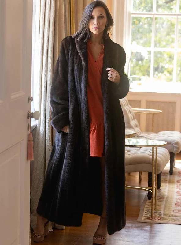 Very Finest Full Length Mink Fur Coat with Shawl Collar & Rollback Cuffs