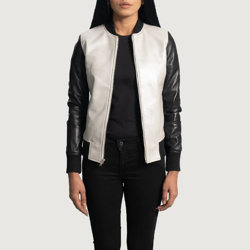 New Women Flight Cole Silver Leather Jacket