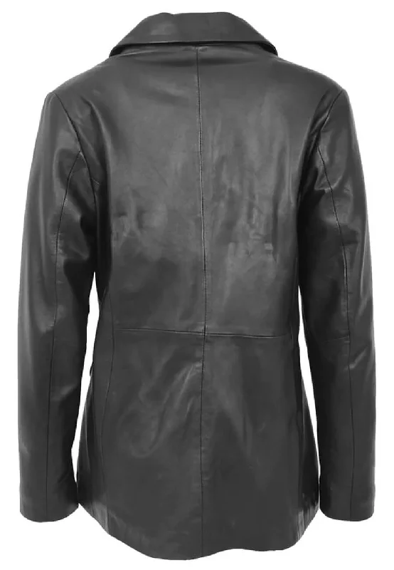 Women's Classic Black Leather Blazer