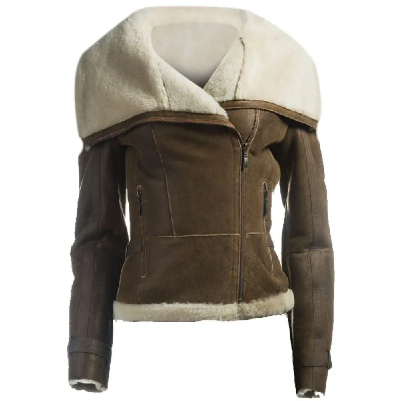 Women's Oversized Fur Collar B3 Bomber Jacket