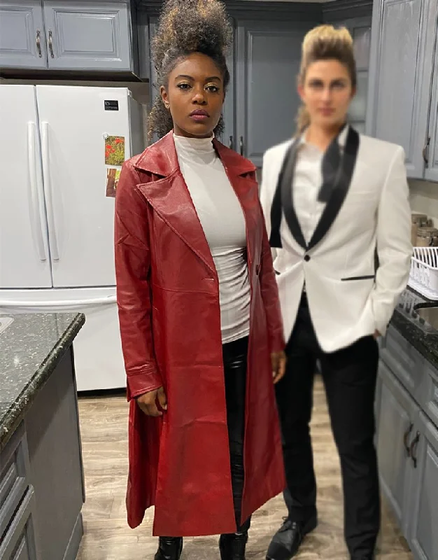 Exceptional Beings 2023 Ciarra Carter Red Leather Coat