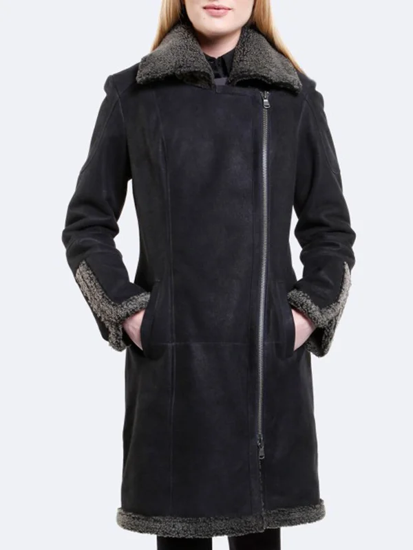 Hailey Black Sheepskin Shearling Coat