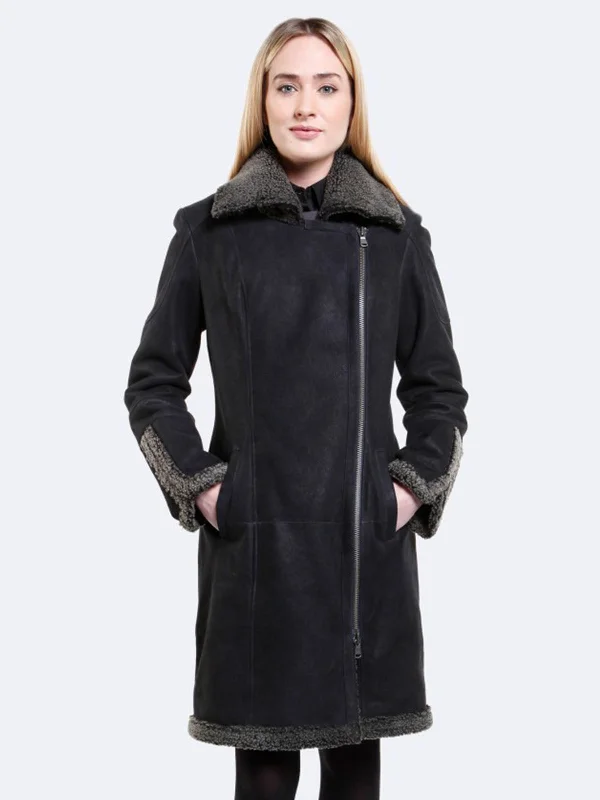 Hailey Black Sheepskin Shearling Coat