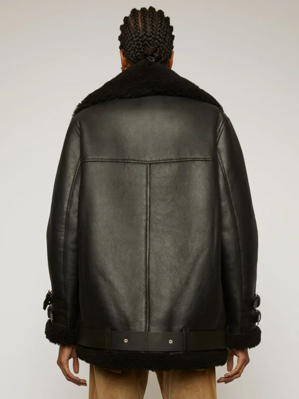 Shearling aviator black jacket