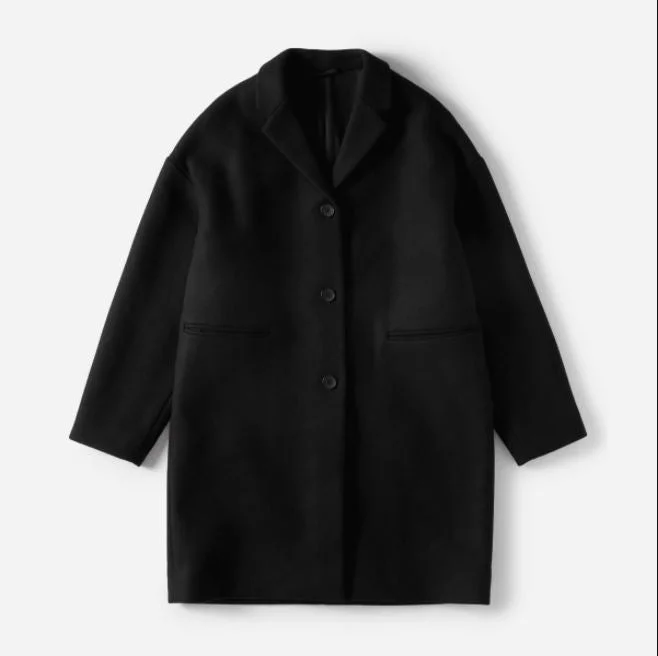 The Cocoon Black Wool Coat For Women