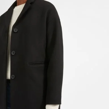 The Cocoon Black Wool Coat For Women