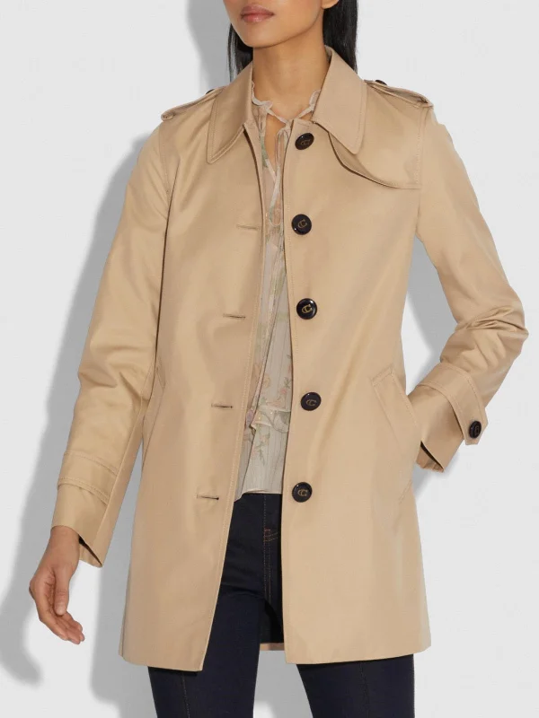 Women Khaki Cotton Trench Coat - Boneshia.com