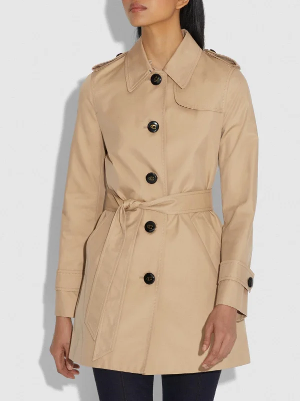 Women Khaki Cotton Trench Coat - Boneshia.com