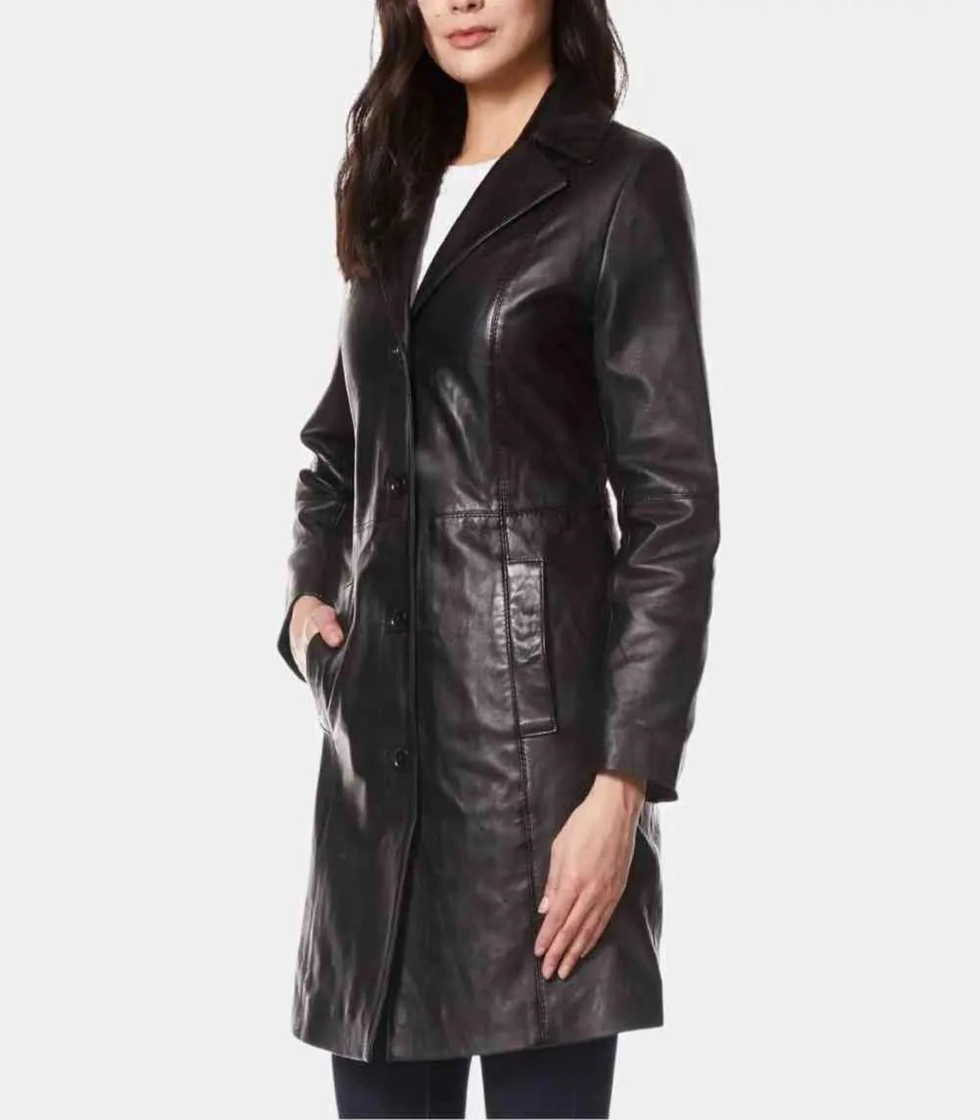 Womens Dark Black Trench Coat