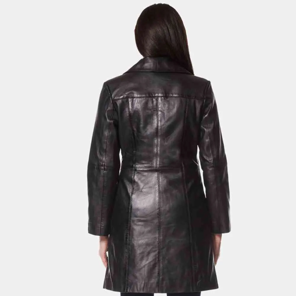 Womens Dark Black Trench Coat