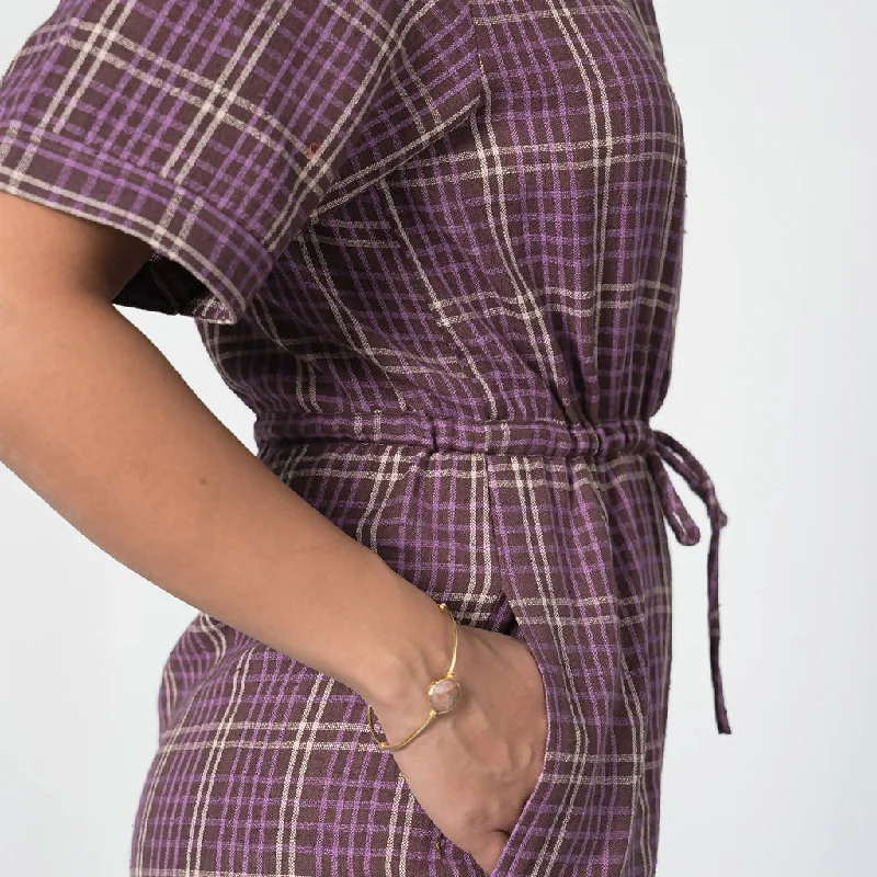 Organic Cotton Checked Jumpsuit | Purple