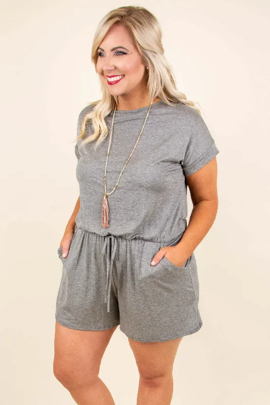 Sweet Saturday Romper, Charcoal