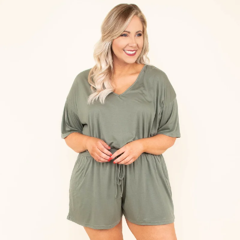 Your Number One Romper, Sage