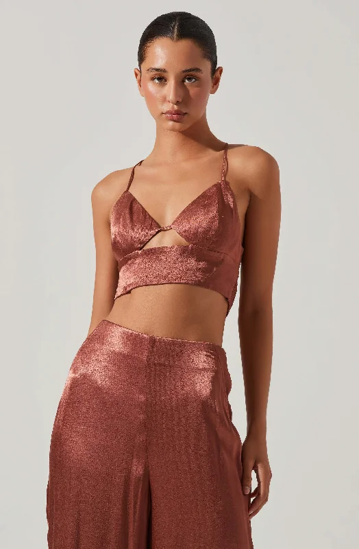 Amiah Satin Cutout Crop Top