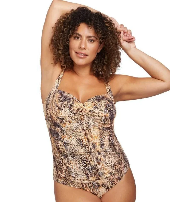 Artesands Ser'Piente Botticelli Twist Front C-DD Cup One Piece Swimsuit - Brown