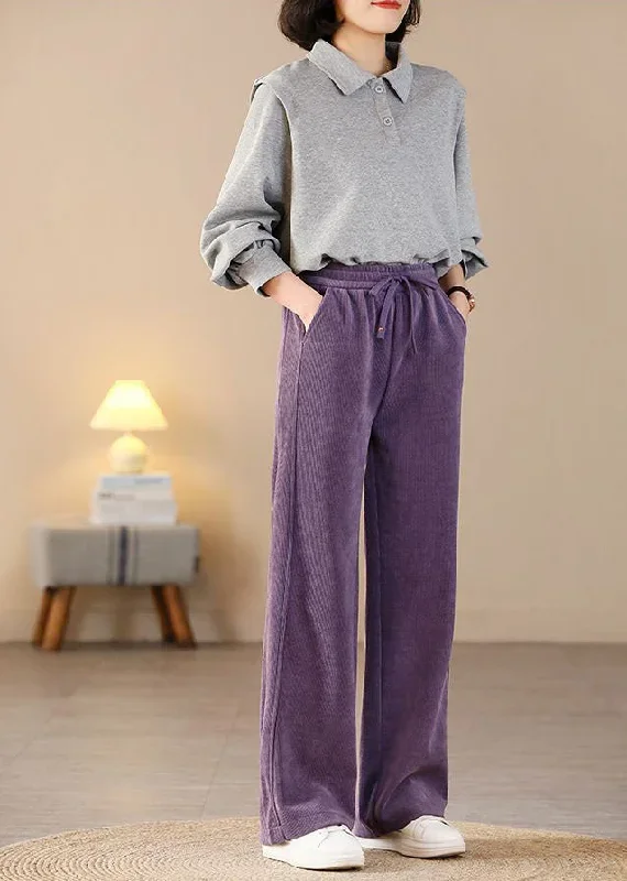 beautiful-purple-elastic-waist-pockets-corduroy-straight-pants-spring