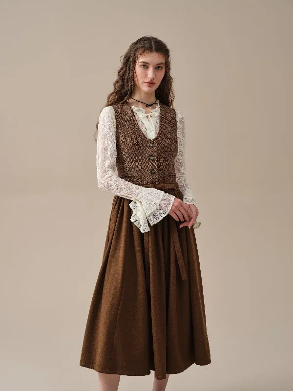 belted-wool-skirt-brown-skirt-pleated-wool-skirt-midi-wool-skirt-vintage-skirt-winter-warm-skirt-pockets-skirt-linennaive