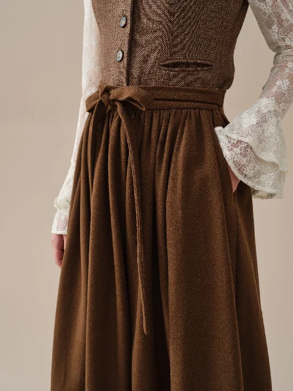 belted-wool-skirt-brown-skirt-pleated-wool-skirt-midi-wool-skirt-vintage-skirt-winter-warm-skirt-pockets-skirt-linennaive