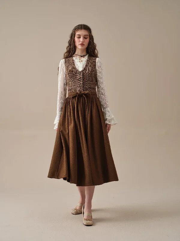 belted-wool-skirt-brown-skirt-pleated-wool-skirt-midi-wool-skirt-vintage-skirt-winter-warm-skirt-pockets-skirt-linennaive