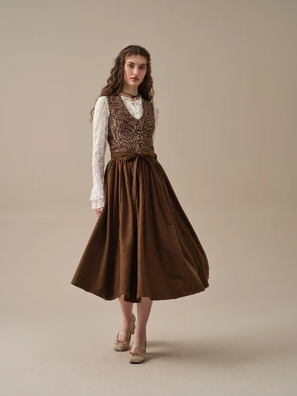 belted-wool-skirt-brown-skirt-pleated-wool-skirt-midi-wool-skirt-vintage-skirt-winter-warm-skirt-pockets-skirt-linennaive